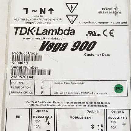 TDK-Lambda Vega 900 K90057B Power Supply