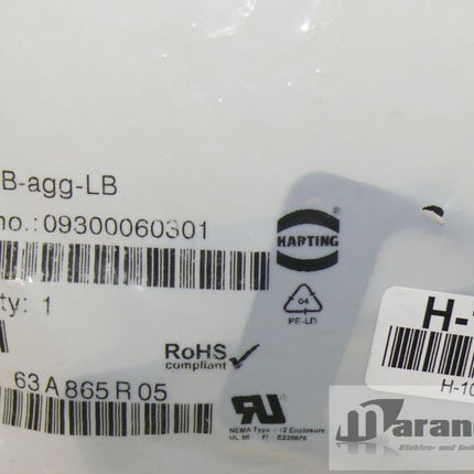 Neu-OVP: Harting Anbaugehäuse  6B-agg-LB / 09300060301 /  09 30 00 60 301