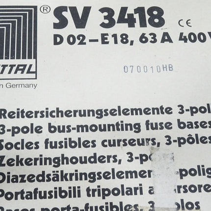 Rittal SV3418 / Inhalt:10 Reitersicherungselemente 3-polig / Neu OVP