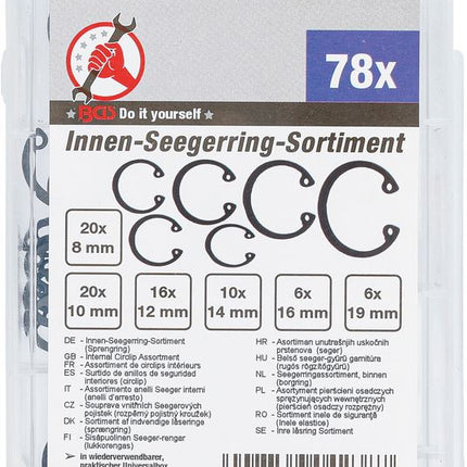 BGS 88170 Innen-Seegerring-Sortiment (Sprengringe) | Ø 8 - 19 mm | 78-tlg.