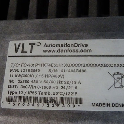 Danfoss VLT 131B3660 FC-301P11KT4E55H1 Frequenzumrichter 11kW