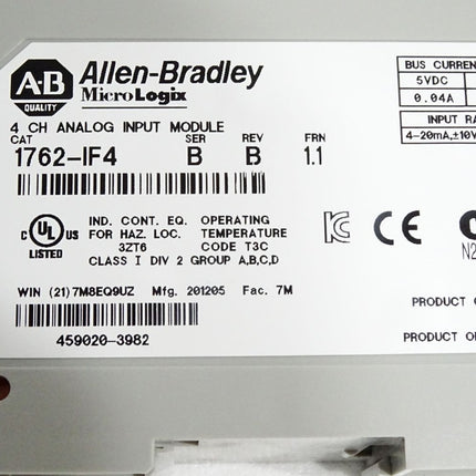 Allen Bradley MicroLogix 1762-IF4 Analog Input Module