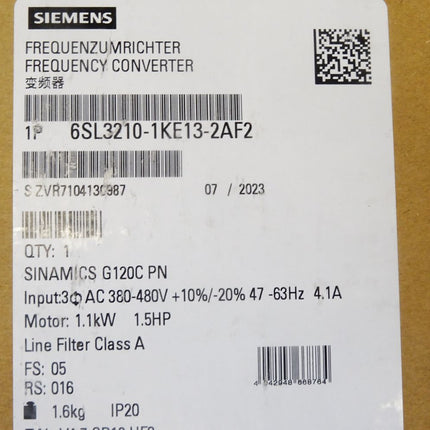 Siemens Sinamics G120C 6SL3210-1KE13-2AF2 6SL3 210-1KE13-2AF2 / Neu OVP versiegelt