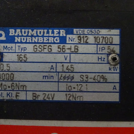 Baumüller GSFG 56-LB - Servomotor mit 24V Bremse - GSFG56-LB