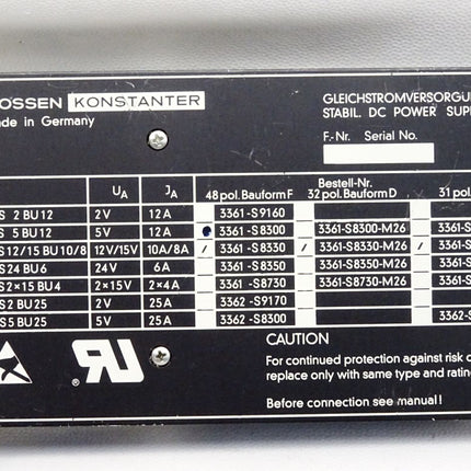 Gossen Konstanter Einschubkarte S63S5BU12 S63S 5BU12 5V 12A 3361-S8300 3361-S8300-M26 3361-S8300-S76