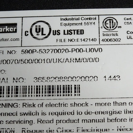 Parker DC Integrator 590+series2 590P-53270020-P00-U0V0