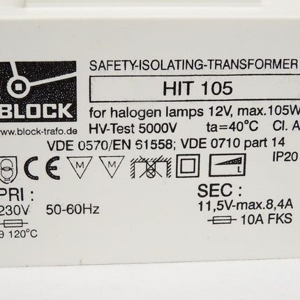 Block Safety-Isolating Transformer HIT105 / Neu OVP