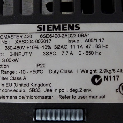 Siemens MIcromaster 420 6SE6420-2AD23-0BA1 3kW / Neuwertig