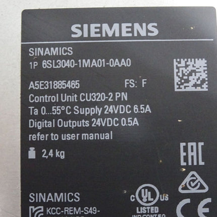 Siemens Sinamics Control Unit CU320-2 PN 6SL3040-1MA01-0AA0