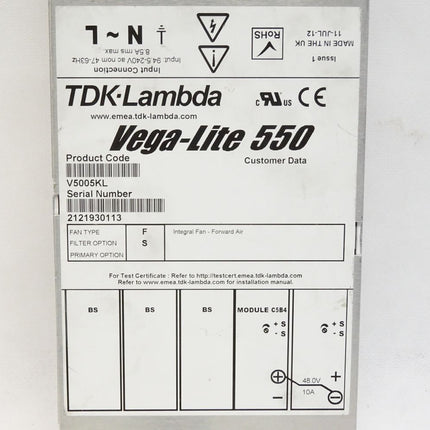 TDK-Lambda Vega-Lite 550 V5005KL Power Supply