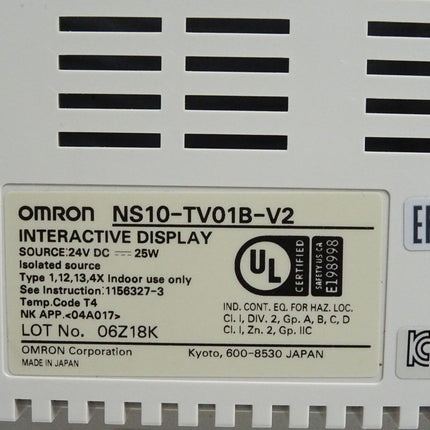 Omron NS10-TV01B-V2 Interactive Display / Unbenutzt mit Lagerspuren