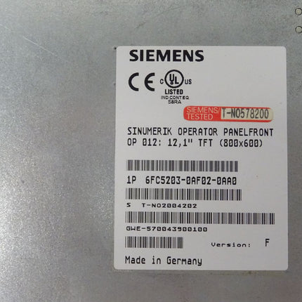 Siemens Sinumerik Operator Back Cover 6FC5203-0AF02-0AA0 OP 012 12,1 Rückschale