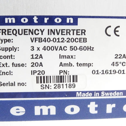 Emotron Frequenzumrichter 5.5kW VFB40-012-20CEB 01-1619-01 / Neuwertig OVP