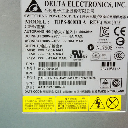 Delta Electronics TDPS-800BB 0170-0010-06 Switching Power Supply