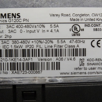 Siemens Sinamics G120C 6SL3210-1KE14-3AF1 1.5kW