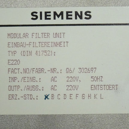 Siemens 6EW1060-0AA Sinumerik Filtereinheit 6EW1 060-0AA