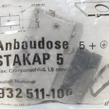 NEU/OVP Hirschmann 932511-106 Anbaudose STAKAP 5