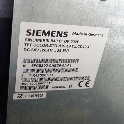 Siemens 6FC5203-0AB20-0AA1 TFT Color 840D + 6FC5210-0DA20-1AA1 Sinumerik MMC 103