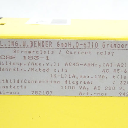 BENDER CSE153-1 AC Current Relay Stromrelais