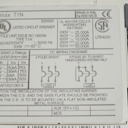 ABB Tmax T1N Leistungsscahlter 3-polig 5596