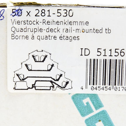 Wago Vierstock-Reihenklemme 281-530 / Inhalt : 48 Stück / Neu OVP