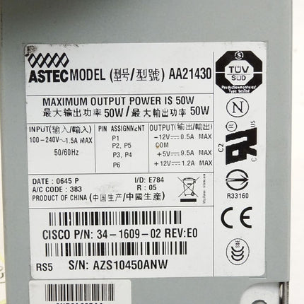 Astec AA21430 Cisco 34-1609-02 Power Supply 50W