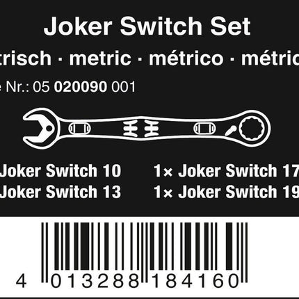 Wera 05020090001 Joker Switch Knarren-Ring-Maulschlüssel-Satz 4teilig 10 - 19mm