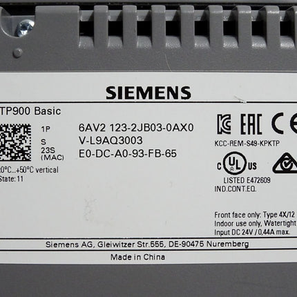 Siemens KTP900 Basic Panel 6AV2123-2JB03-0AX0 6AV2 123-2JB03-0AX0