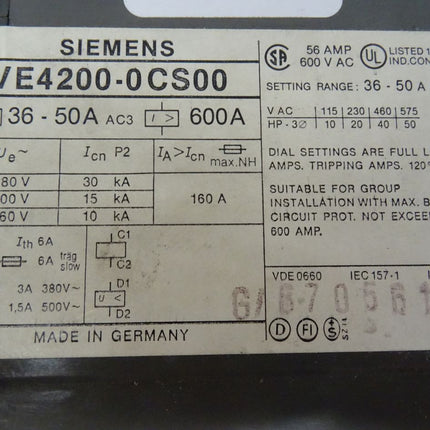 Siemens 3VE4200-0CS00 Leistungsschutzschalter Schütz 3VE4 200-0CS00