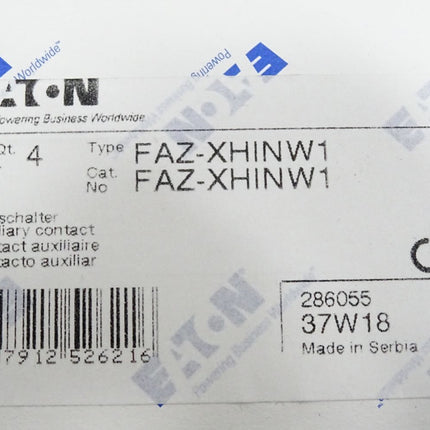 Eaton Hilfsschalter FAZ-XHINW1 / Inhalt:4 Stück / Neu OVP