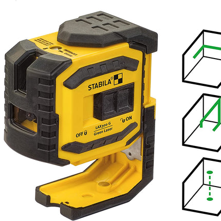 STABILA 19033 Kreuzlinien-Lot-Laser LAX 300 G Grüner-Baulaser Trockenbaulaser
