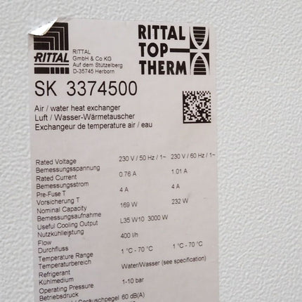 Rittal SK 3374500 SK3374500 Luft / Wasser-Wärmetauscher