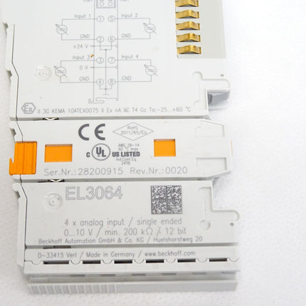 Beckhoff EL3064 EtherCAT-Klemme analoge / Neu