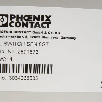 Phoenix Contact Ethernet switch FL SWITCH SFN 8GT 2891673