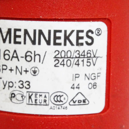 Mennekes 16A-6h Typ 33 CEE-Stecker