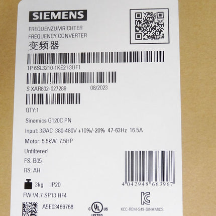 Siemens Sinamics G120C 6SL3210-1KE21-3UF1 6SL3 210-1KE21-3UF1 / Neu OVP