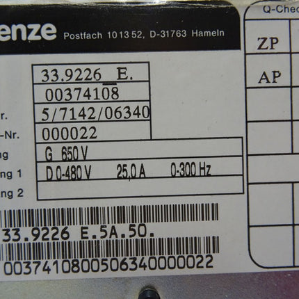 Lenze 9220 Servoregler 33.9226-E.5A.50 Achsmodul 00374108