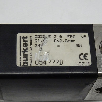 Bürkert 0330 E 3,0 FPM VA Magnetventil PN0-6bar OVP