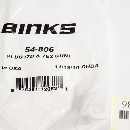 Binks 54-806 PLUG 7D & 7E2 Gun / Neu OVP