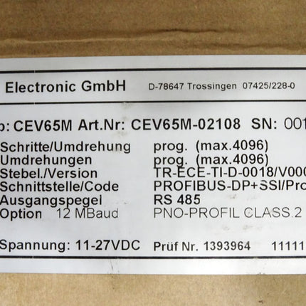 TR Electronic Drehgeber CEV65M CEV65M-02108 / Neu OVP