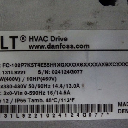 Danfoss VLT HVAC Drive 131L9221 7.5kW FC-102P7K5T4E55H1 / Neuwertig