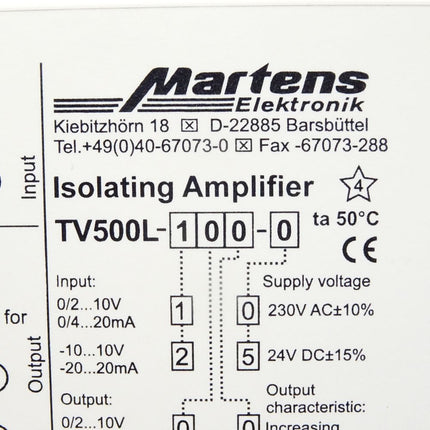 Martens Elektronik Isolating Amplifier TV500L-100-0