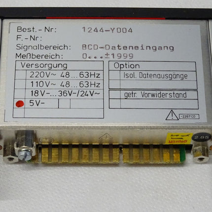 Gossen DIGEM ff1DR 1244-Y004 / BCD-Dateneingang 0...+/.-1999 7 / Digitalanzeiger / Neu OVP