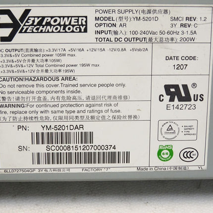 3Y Power Supply YM-5201D 200W