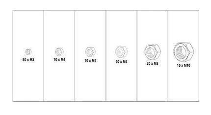 Yato YT-06773 MUTTERN-SORTIMENT, ROSTFREI 300 TLG. SECHSKANT