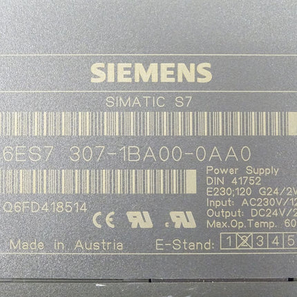 Siemens Simatic 6ES7307-1BA00-0AA0 / 6ES7 307-1BA00-0AA0