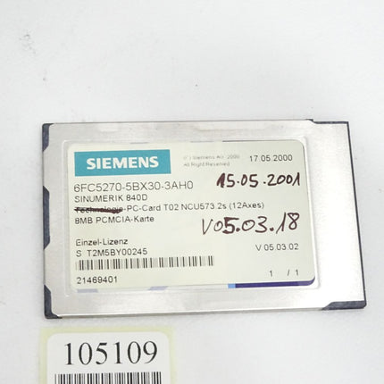 Siemens 6FC5270-5BX30-3AH0 Sinumerik 840D PC-card NCU573.2s 8MB PCMCIA Karte