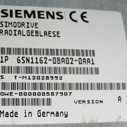 Siemens Simodrive Radialgebläse 6SN1162-0BA02-0AA1