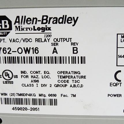 Allen Bradley MIcroLogix 1762-OW16 16 Point Relay Output Module