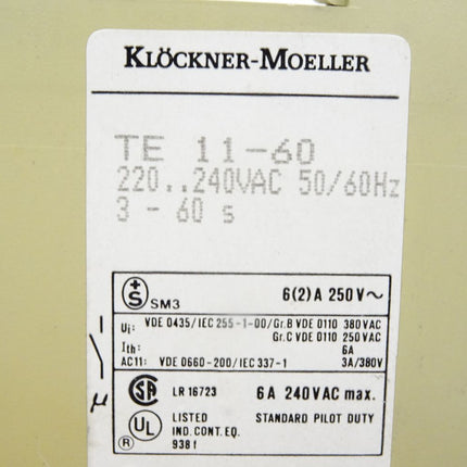 Klöckner-Moeller TE11-60 3-60s Zeitrelais